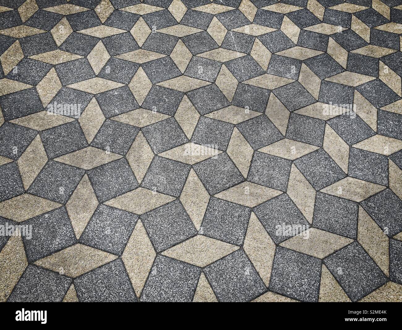 Pavement tiles mit 3D optische Illusion - Smartphone-aufgenommenes Stockfoto