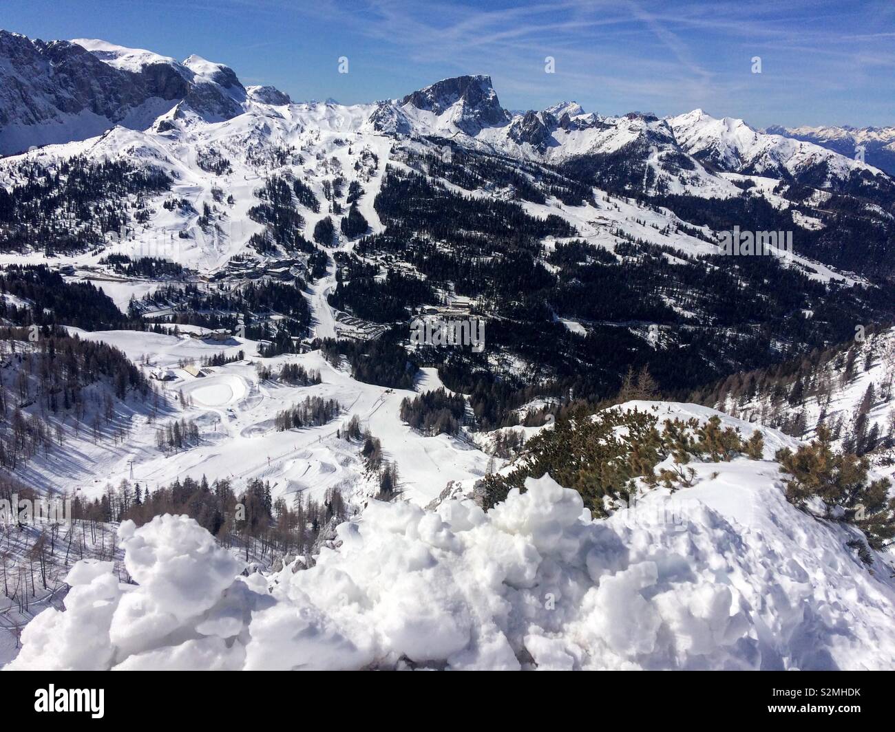 Skifahren am Nassfeld. Stockfoto
