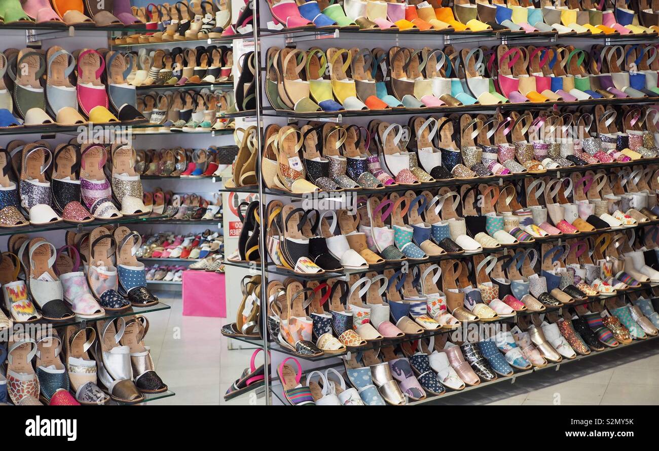 Schuhe Menorca, Mahon, Menorca, Spanien Stockfoto