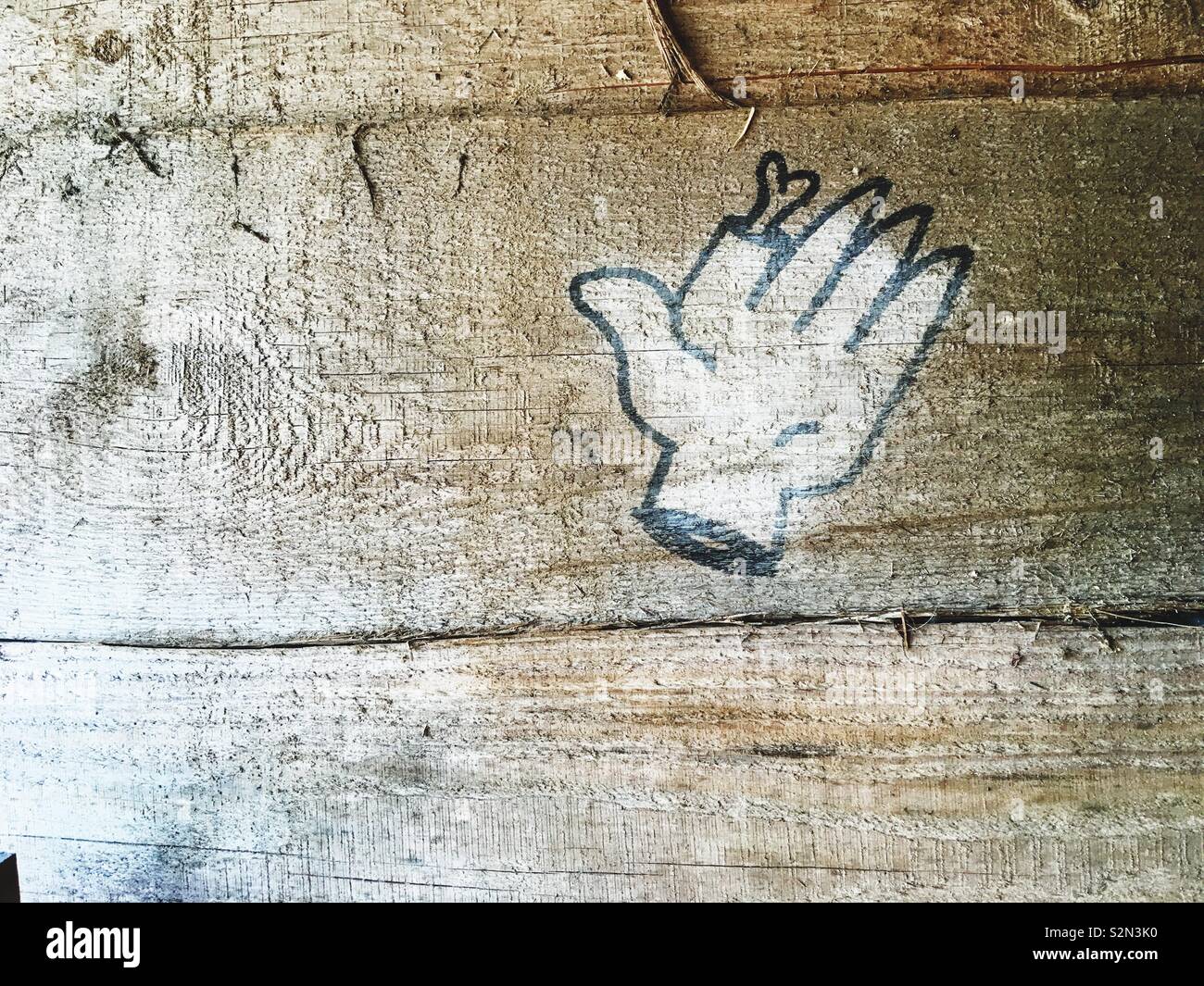 Graffiti Hand mit der Hälfte der Zeigefinger fehlt Stockfoto