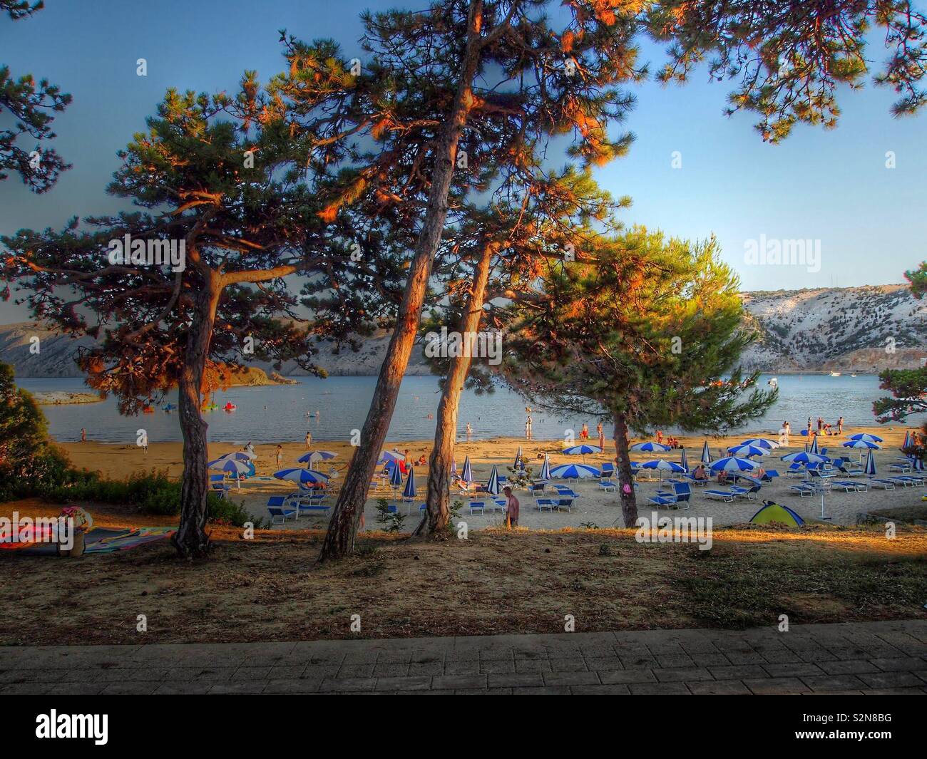 Strand bei Lopar, Rab, Kroatien Stockfoto
