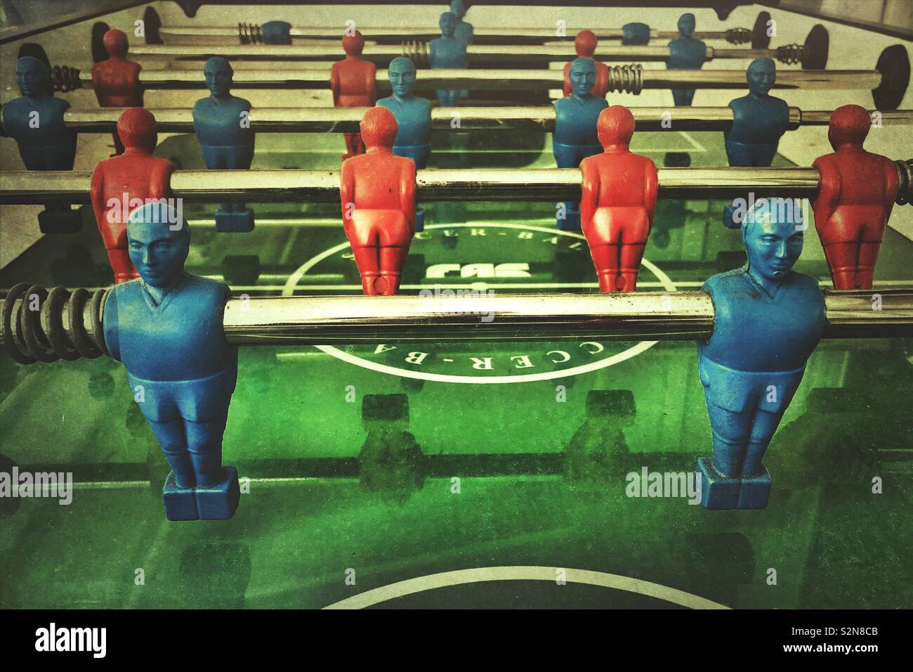 Tabelle Fußball, Tischfußball, Tischfussball - Smartphone-aufgenommenes Stockfoto