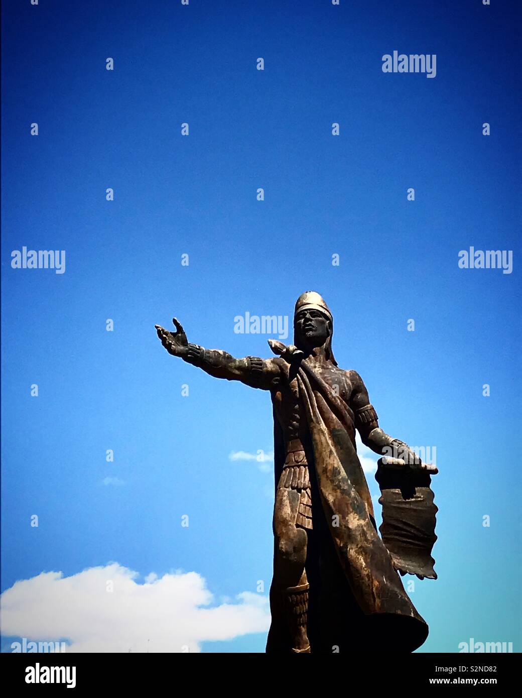 Die Skulptur der Mexikanischen indigenen dichter Nezahualcoyotl in Caceres, Extremadura, Spanien Stockfoto