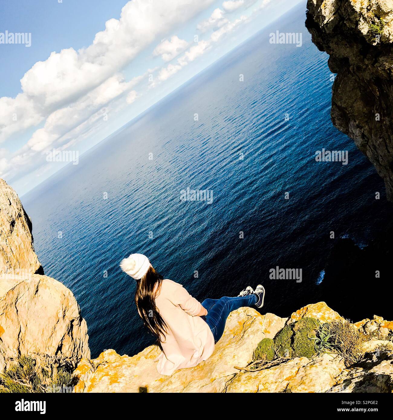 Blick auf das Meer - Smartphone-aufgenommenes Stockfoto