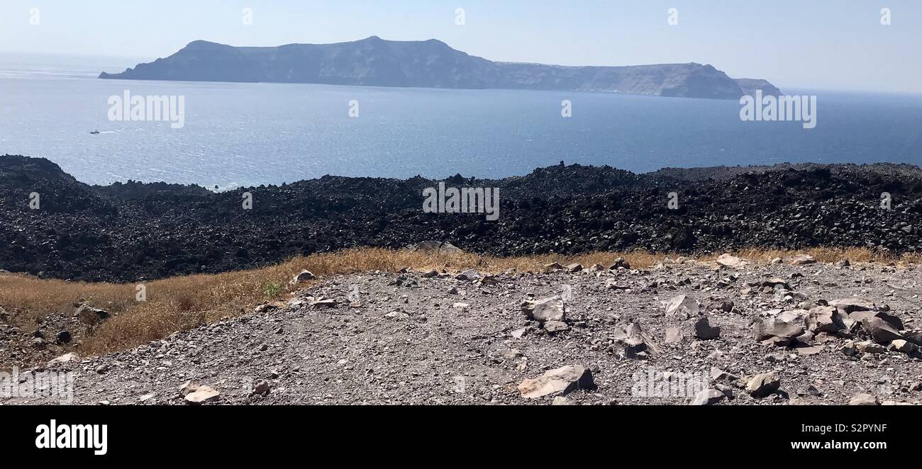 Nea Kameni Palea Kameni & - Smartphone-aufgenommenes Stockfoto