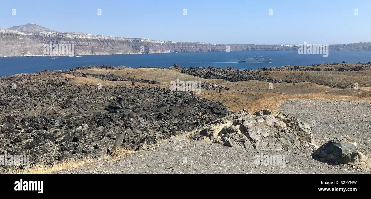 Caldera von Santorin - Smartphone-aufgenommenes Stockfoto