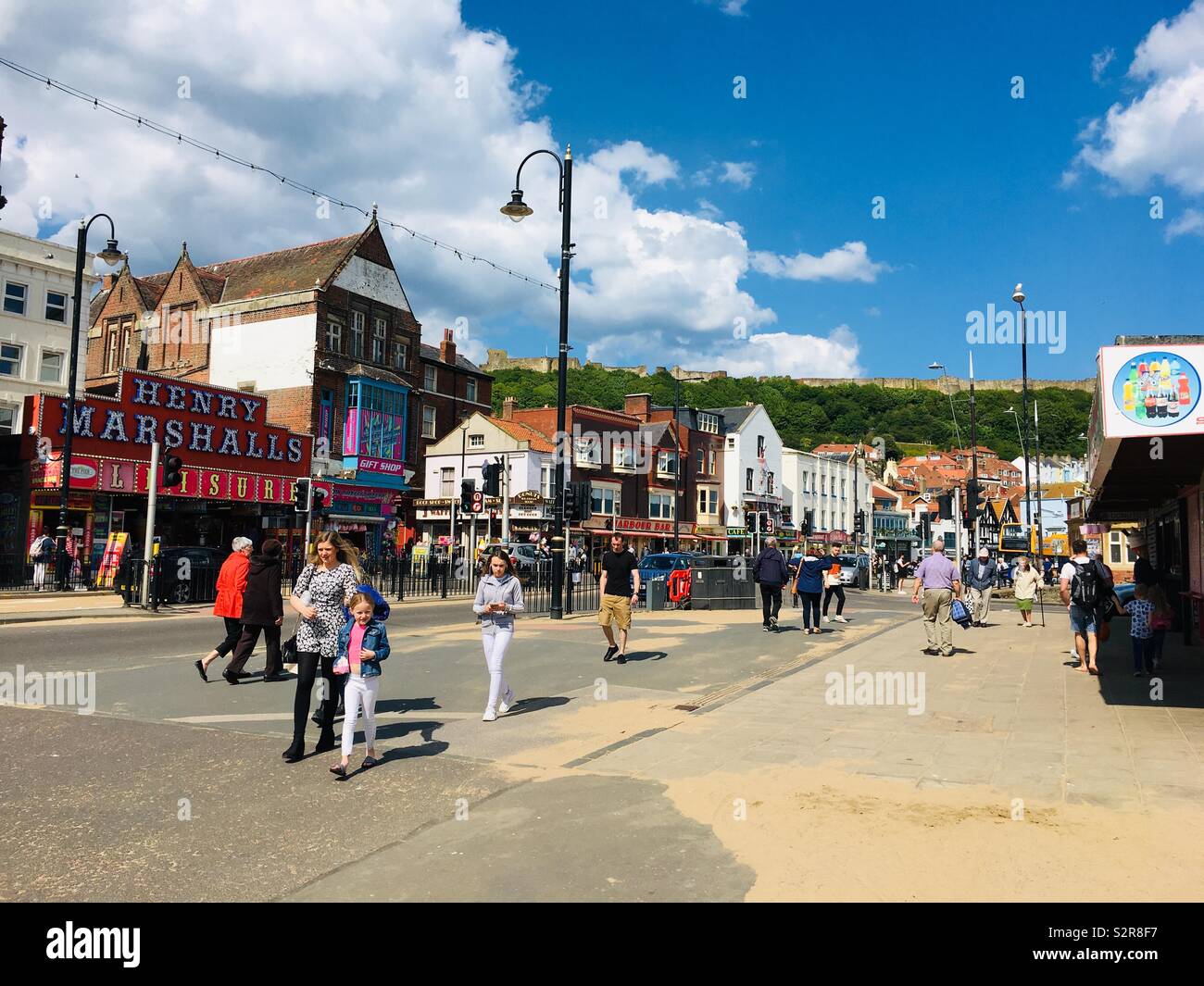 Küstenstadt Scarborough, Yorkshire, Vereinigtes Königreich - Smartphone-aufgenommenes Stockfoto