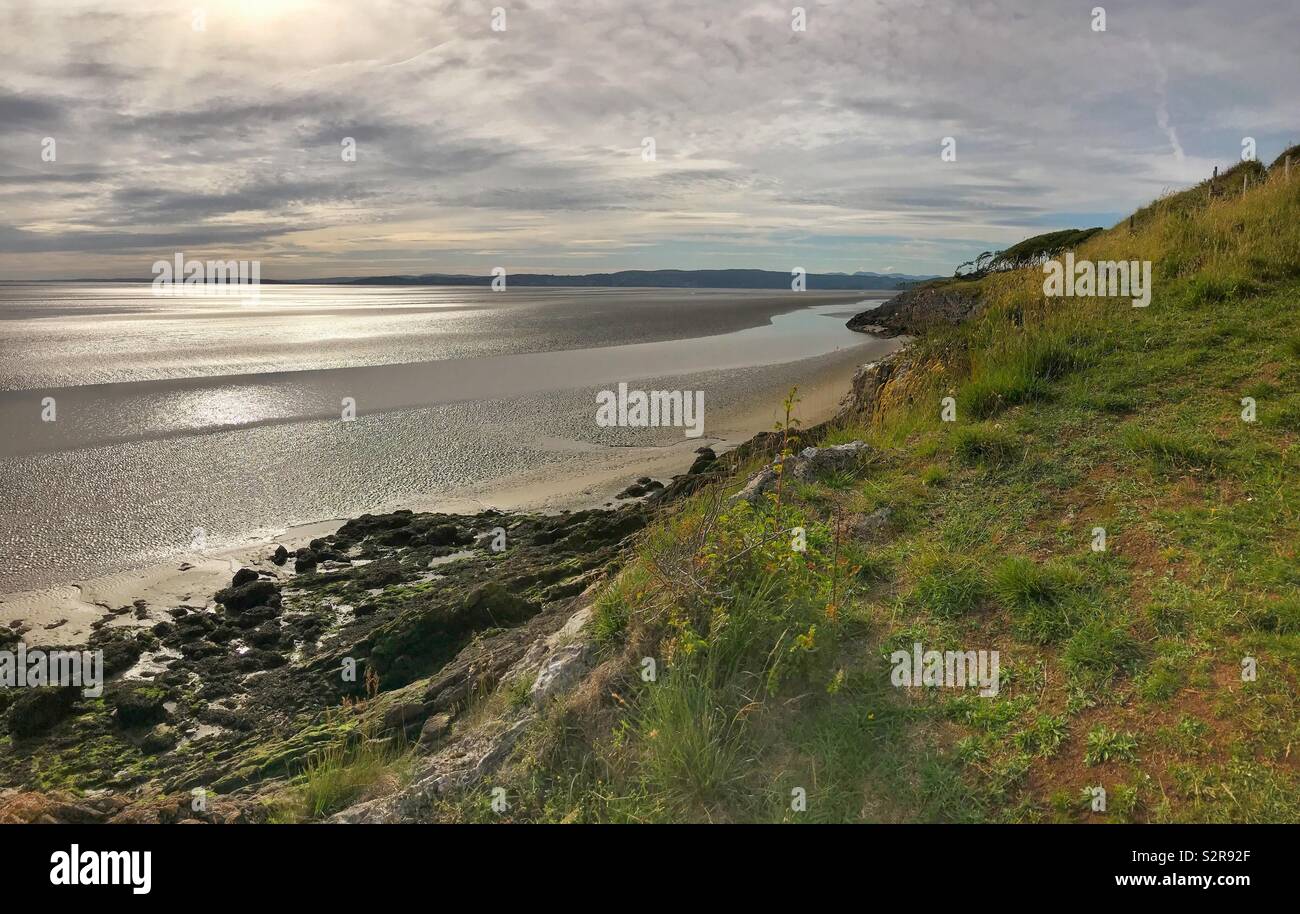 Sonnenlicht auf Morecambe Bay - Smartphone-aufgenommenes Stockfoto
