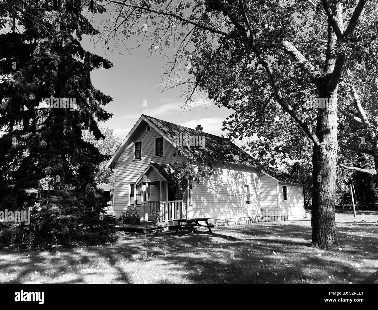 Erbe Homestead an der historischen Fell Trading Post und interpretierende Museum am Fort Edmonton Park in Edmonton, Alberta, Kanada Stockfoto