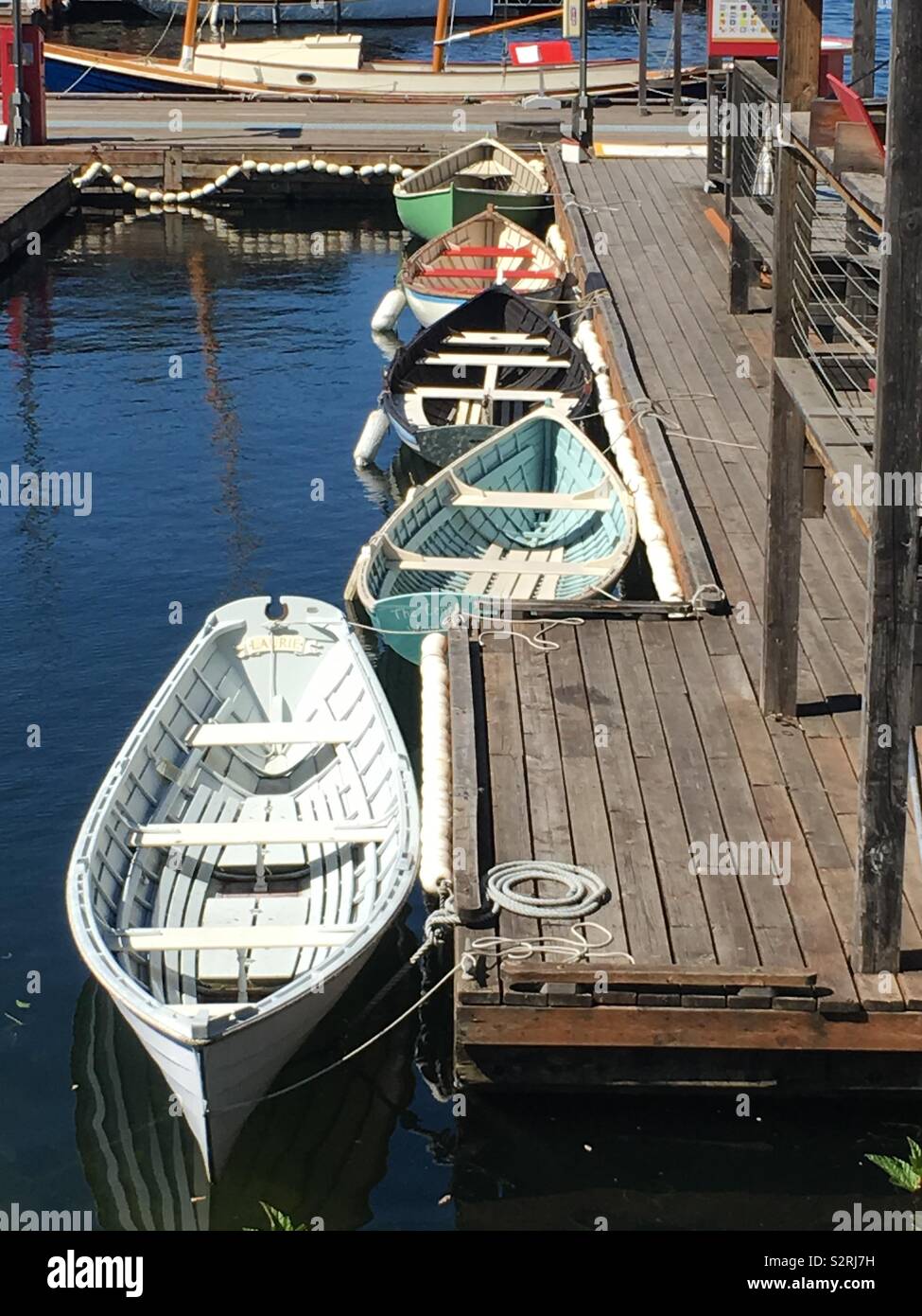 Boote aus Holz in den Union See Seattle Washington Stockfoto