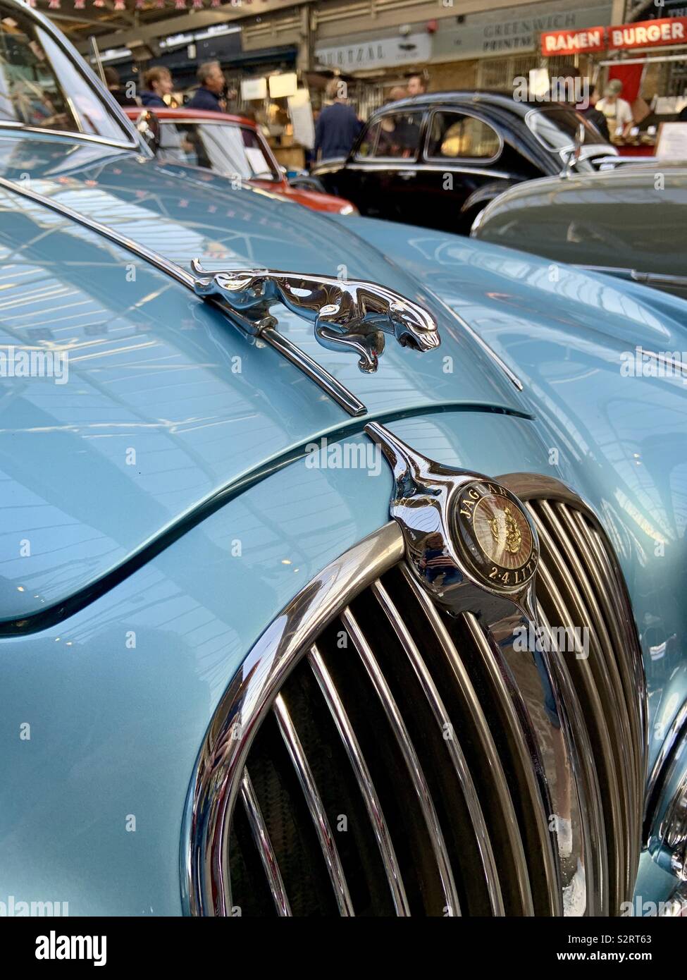 Motorhaube und Schmuck der Jaguar Mark 2. Stockfoto