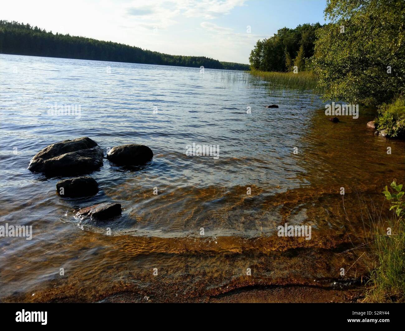 Seeblick, Gullvagnen Kolmården, Östergötland, Schweden - Smartphone-aufgenommenes Stockfoto