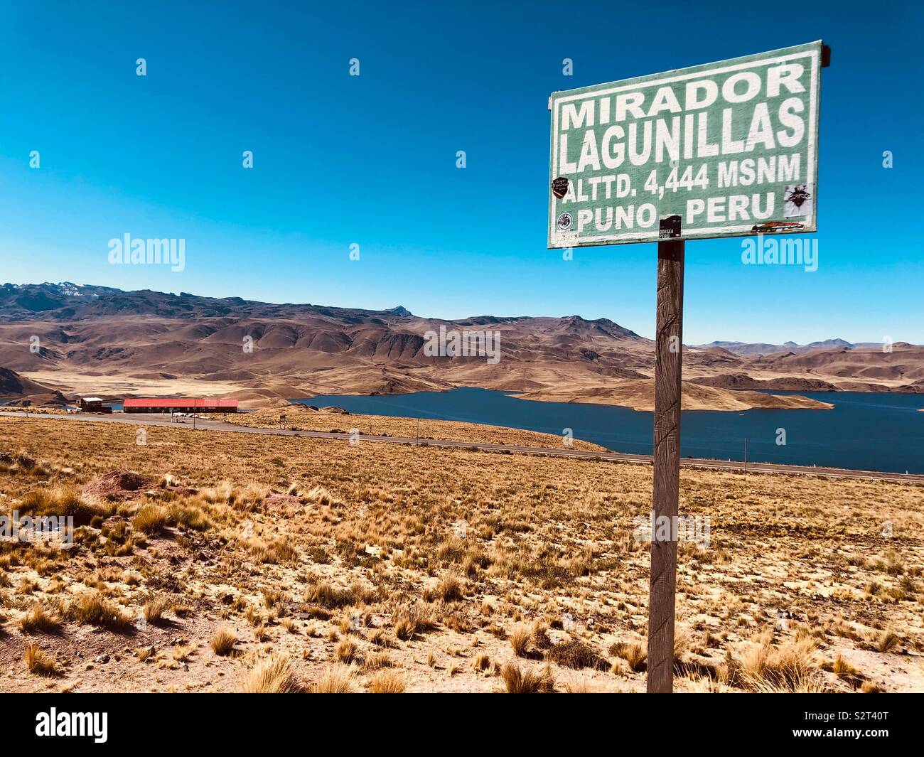 Mirador Lagunillas Sicht in den Peruanischen Anden in einer Höhe von 4444 m oder 14580 Fuß über dem Meeresspiegel. In Puno Bezirk von Peru Peru. Stockfoto
