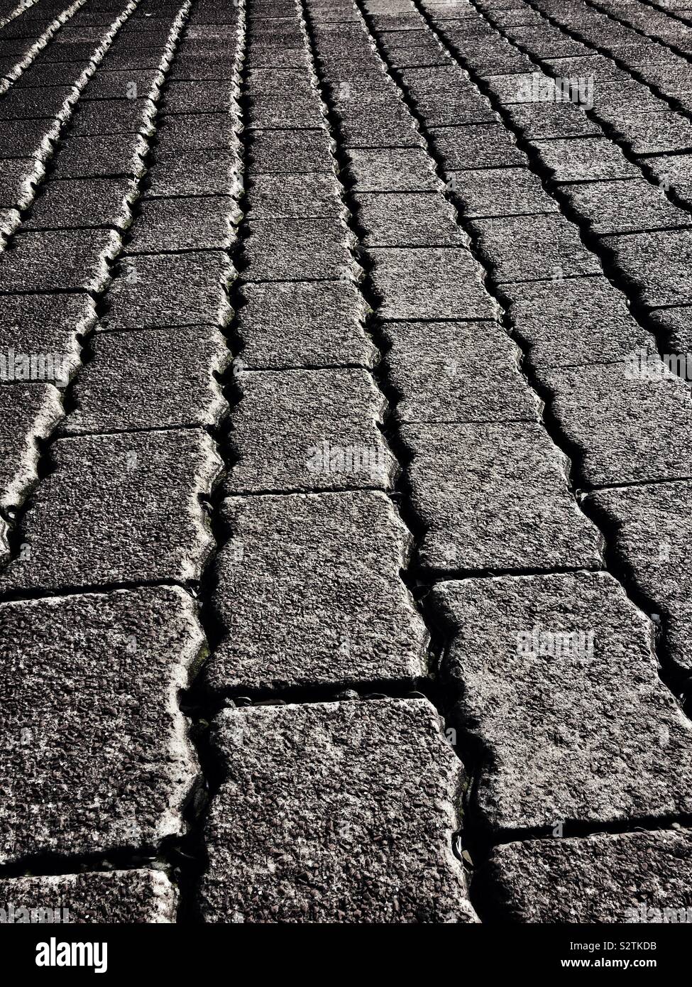 Dekorative block Steinen pflastern - Smartphone-aufgenommenes Stockfoto
