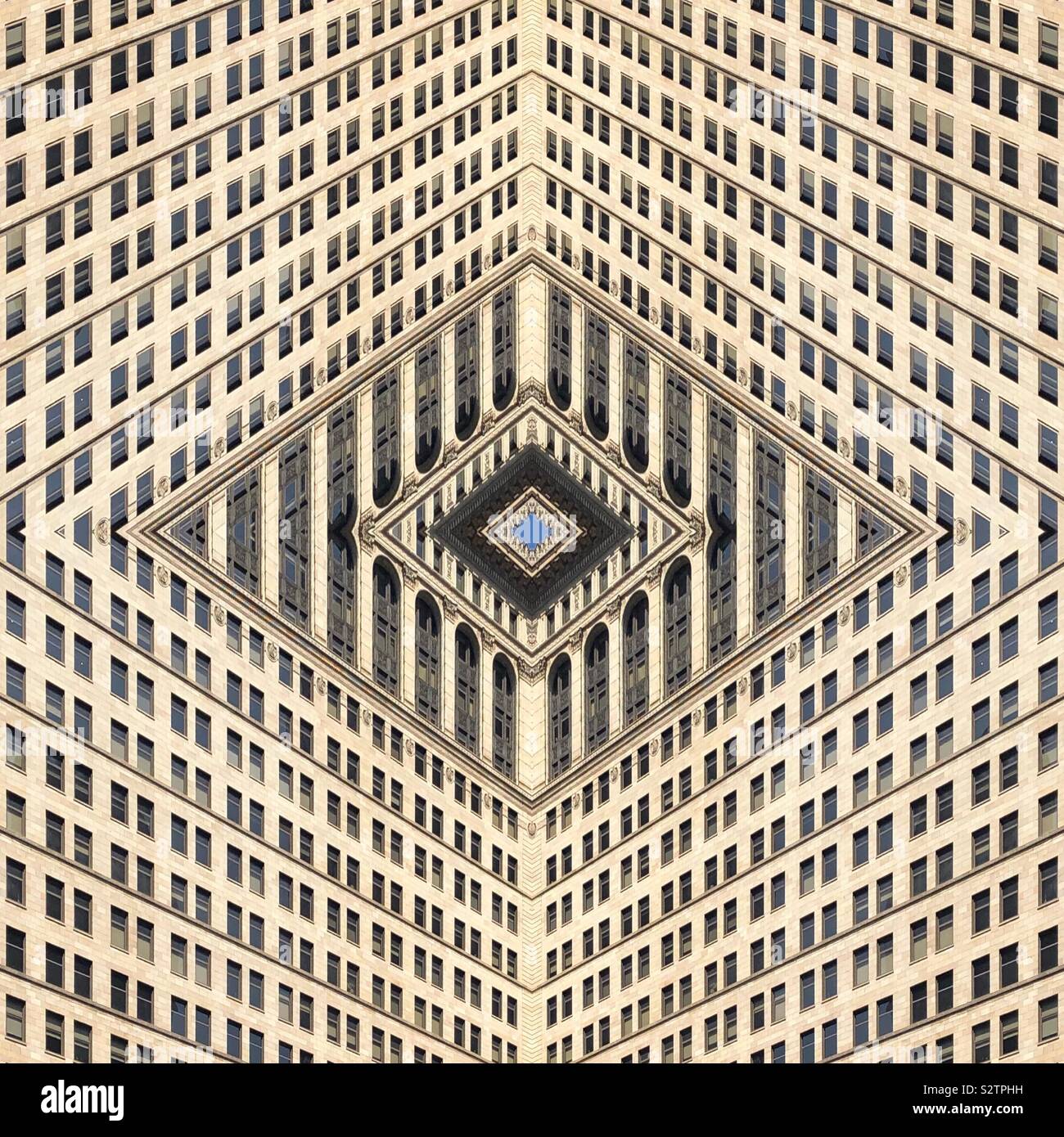 Ein abstraktes Muster aus dem Fenster auf die Stadt Gebäude erstellt - Smartphone-aufgenommenes Stockfoto