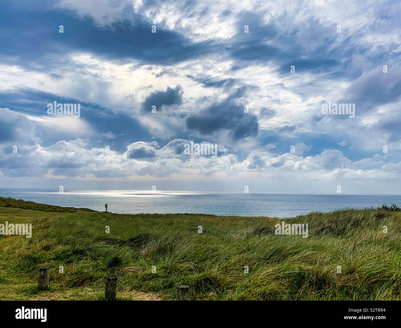 Cliff View von perran Sands Beach in Perranporth Cornwall Stockfoto