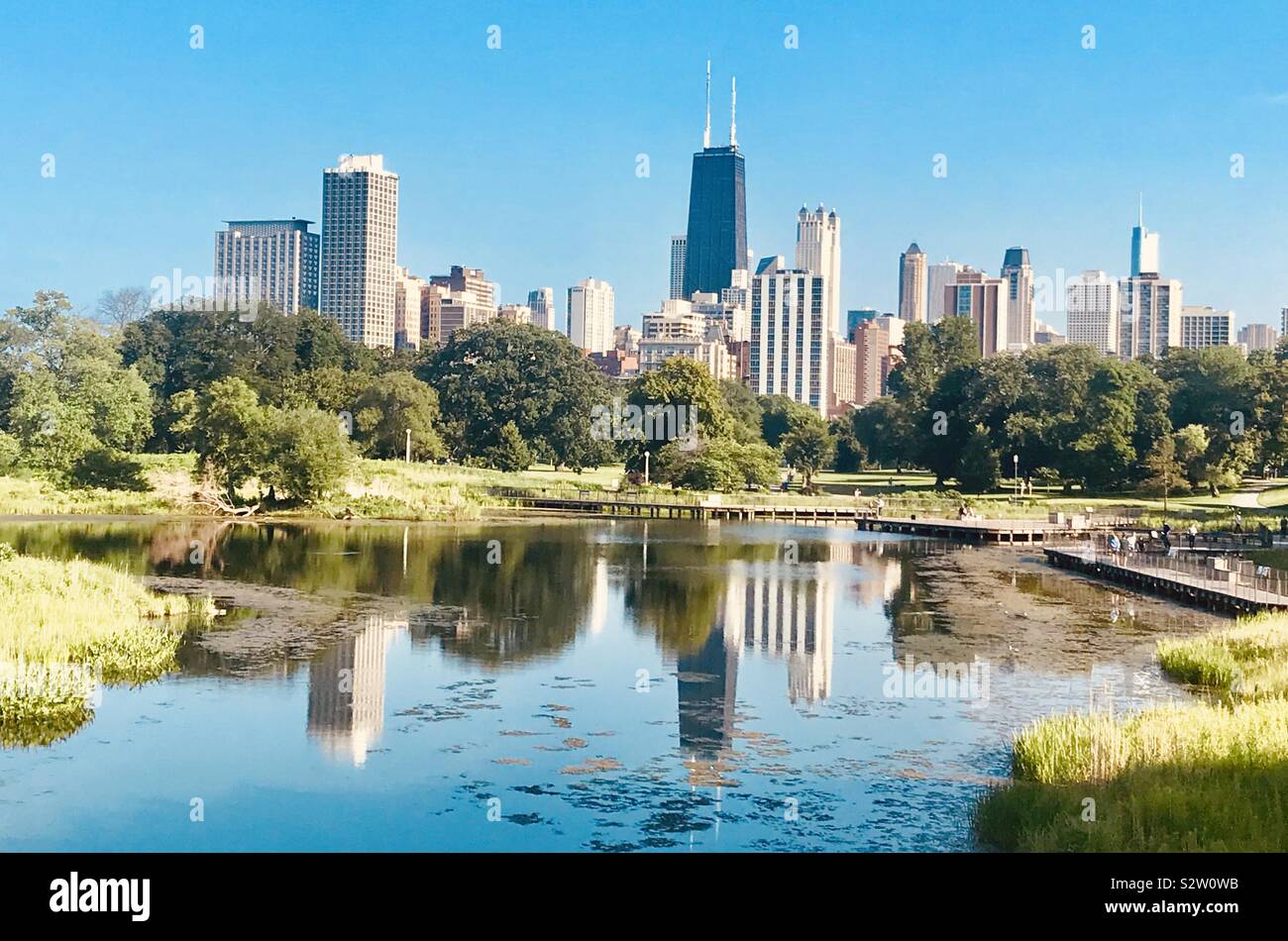 Skyline von Chicago als von der Lincoln Park gesehen Stockfoto