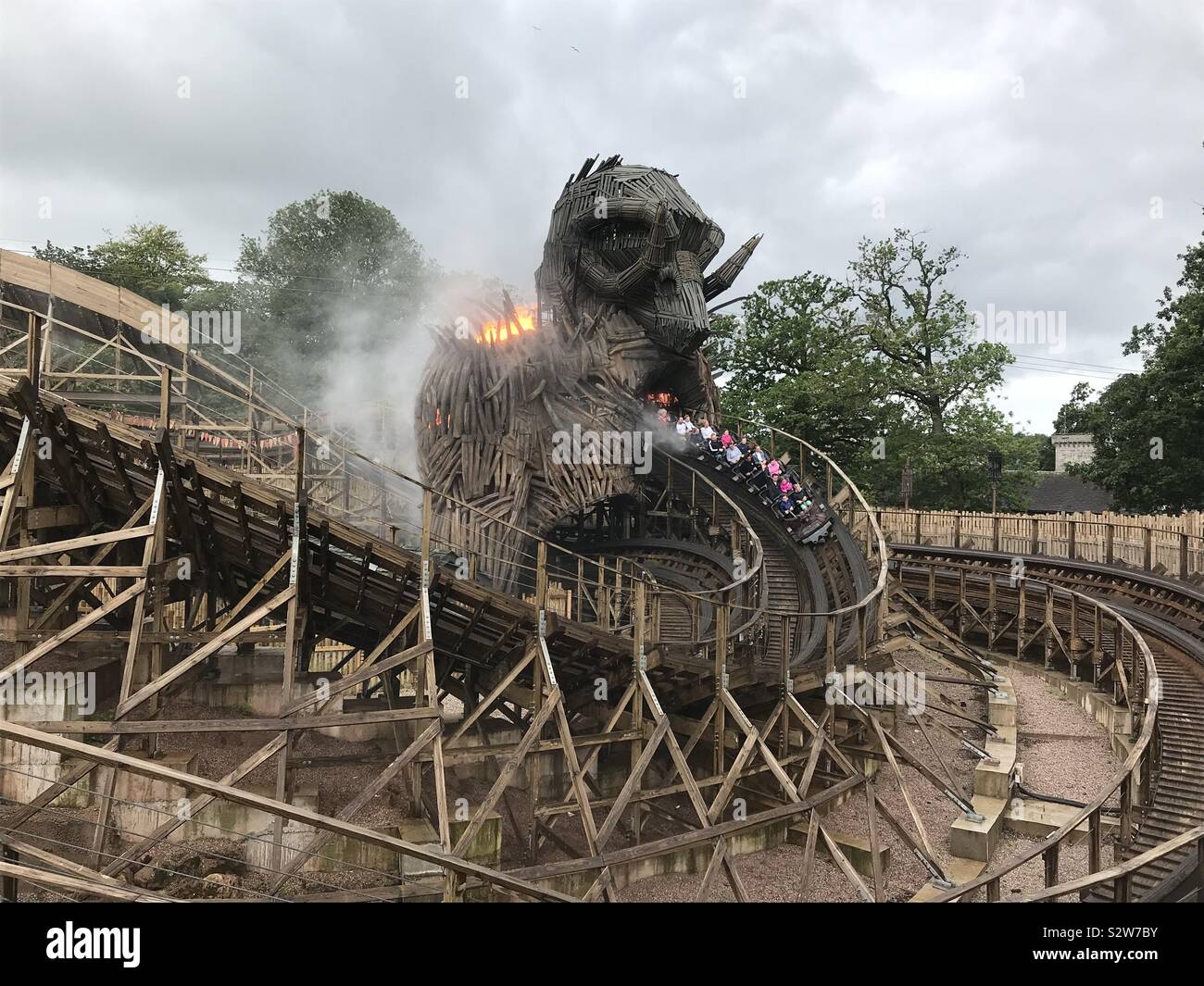 Alton Towers Wicker Man Stockfoto