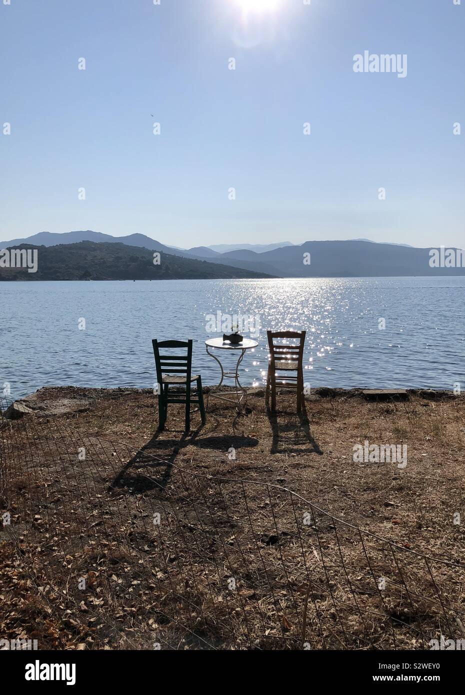 Tabelle für zwei in Griechenland Stockfoto