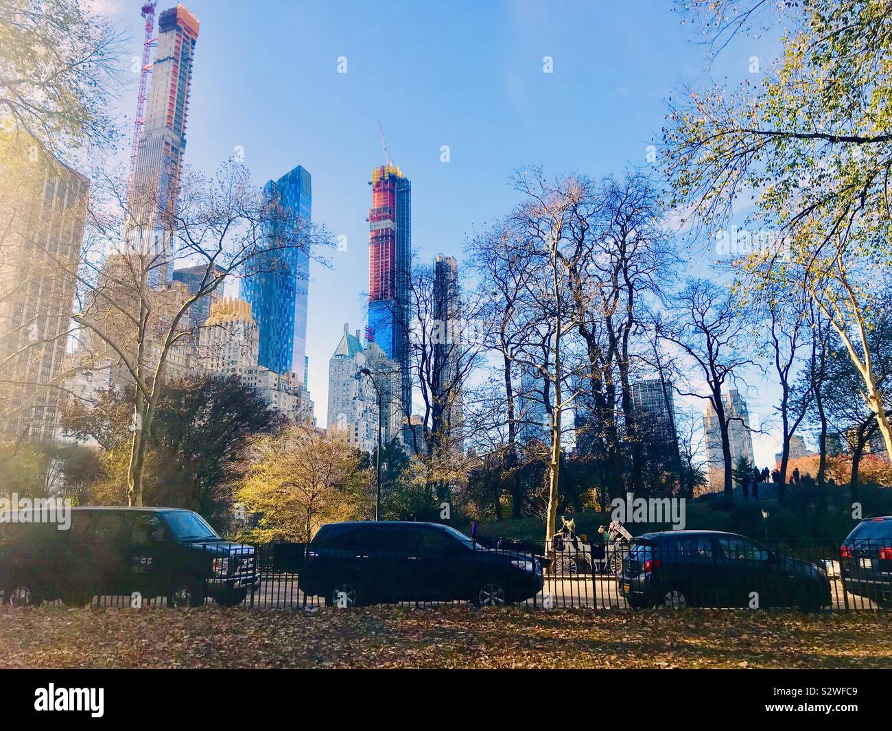 Blick auf den Central Park im Winter, New York City, Manhattan Stockfoto