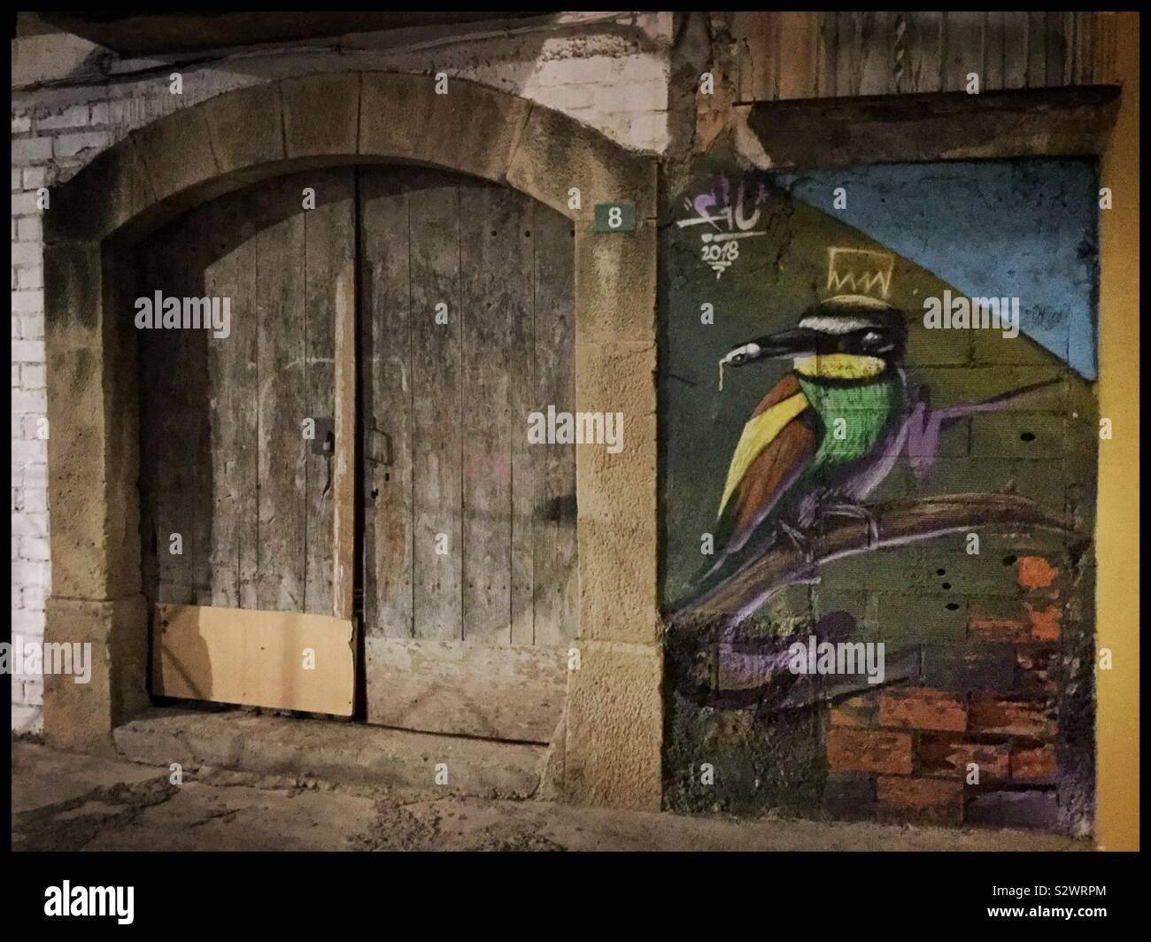 Street Art als Teil des Riu d'Art in Riba-Roja d'Ebre, Katalonien, Spanien. Stockfoto