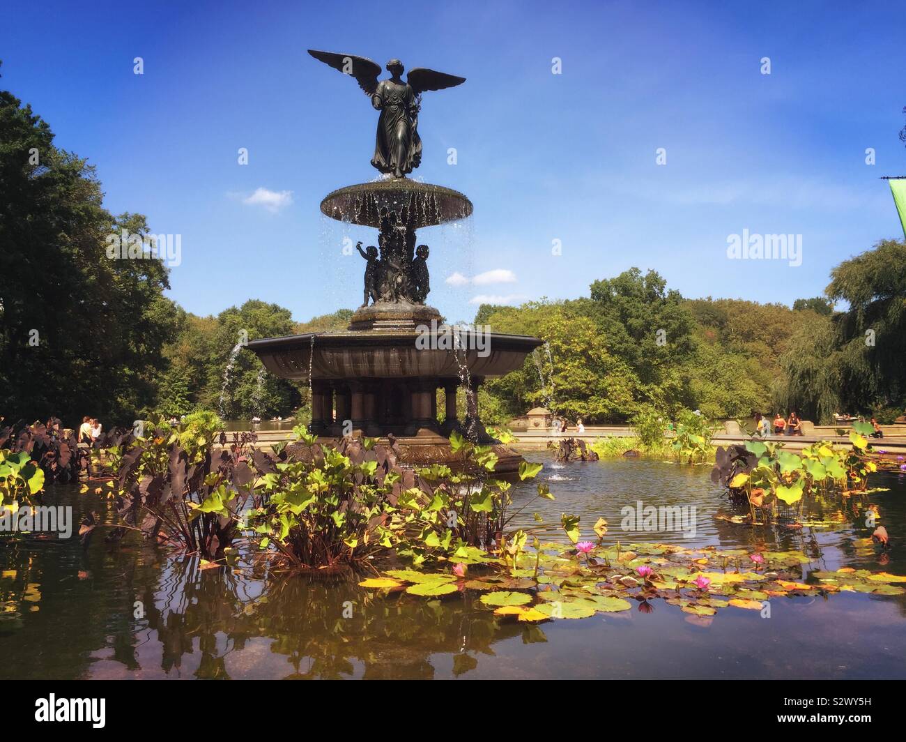 Engel der Wasser Brunnen in Bethesda ist wunderschön im Sommer, NEW YORK CITY, USA Stockfoto