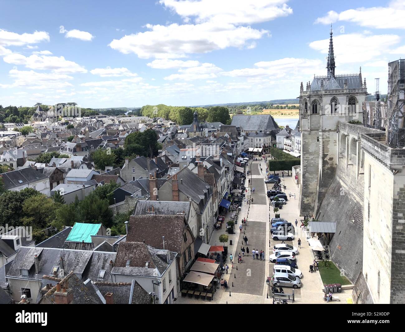 Mit Blick auf die Stadt Amboise in Frankreich Stockfoto