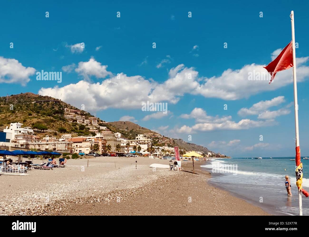 Flamingo Beach in Taormina. Stockfoto