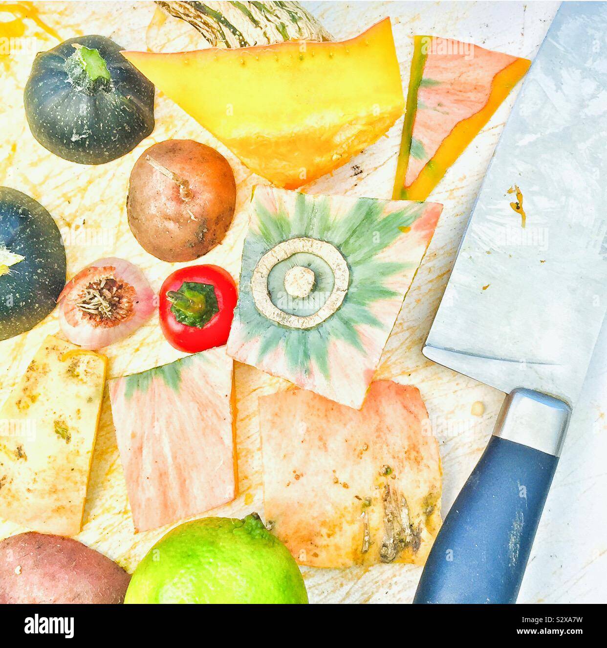 Bunte Herbst Gemüse. - Smartphone-aufgenommenes Stockfoto