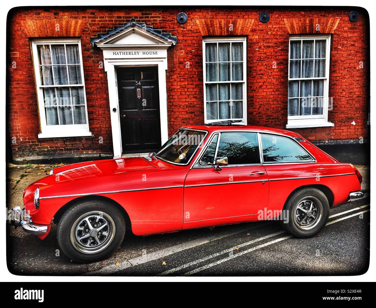 MGB-Sportwagen - Smartphone-aufgenommenes Stockfoto