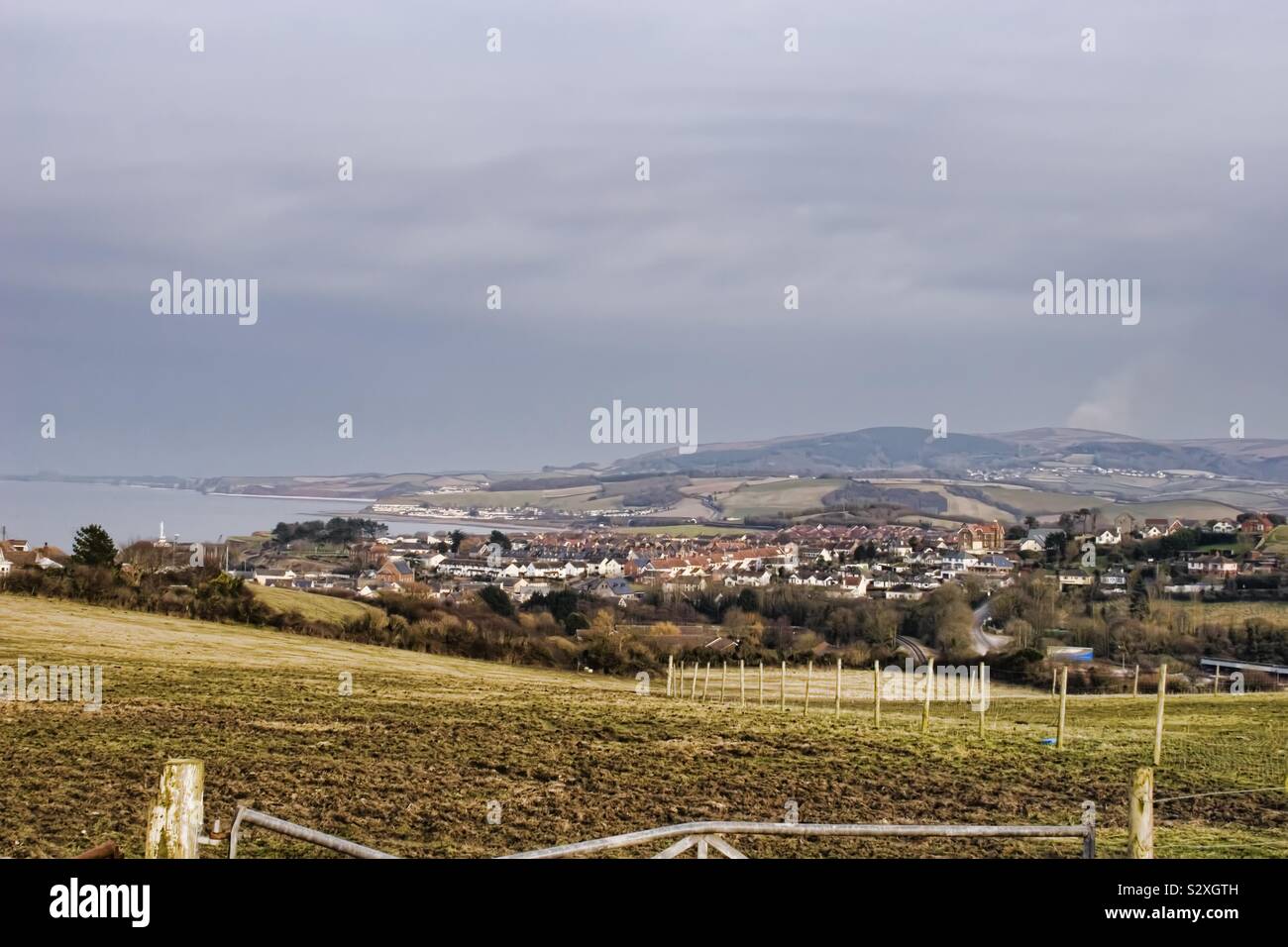 Panorama Landschaft mit Blick über Watchet in West Somerset Stockfoto