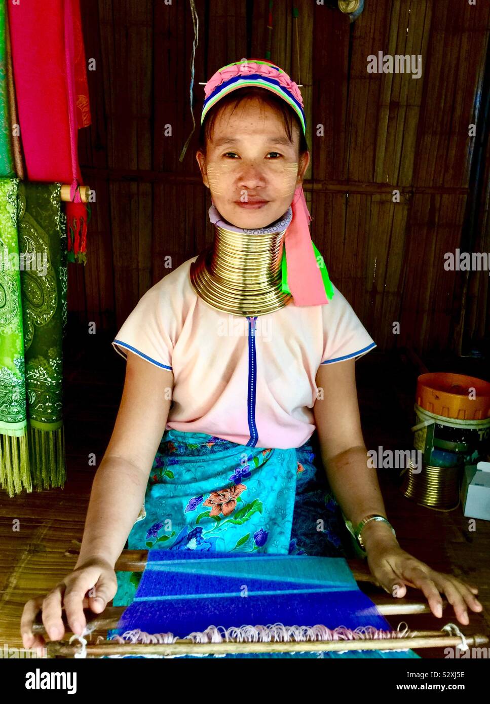 Eine Frau aus der Karen Hill Tribe von Thailand. Stockfoto