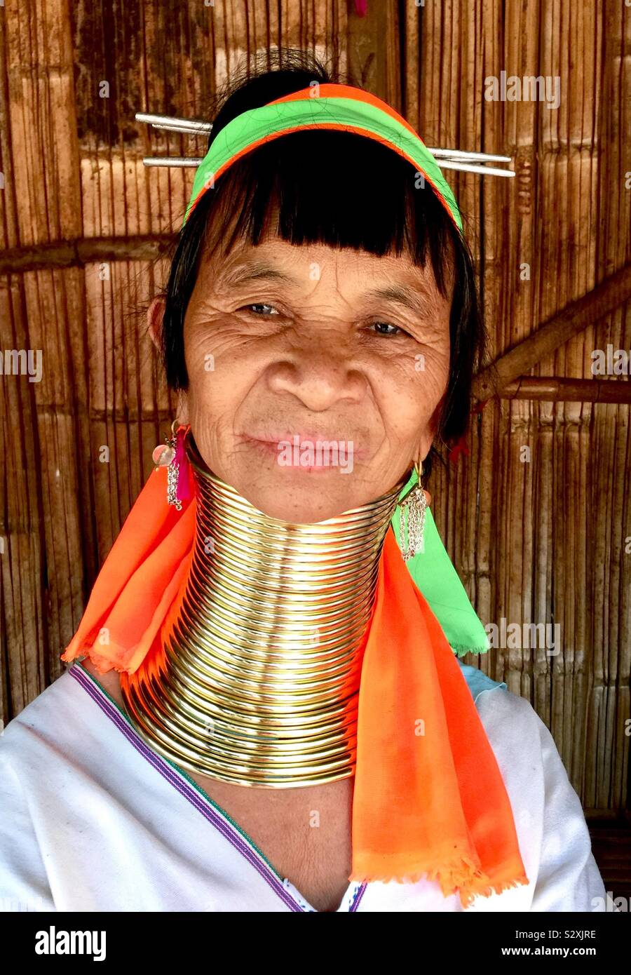 Eine Frau aus der Karen Hill Tribe in Thailand. Stockfoto