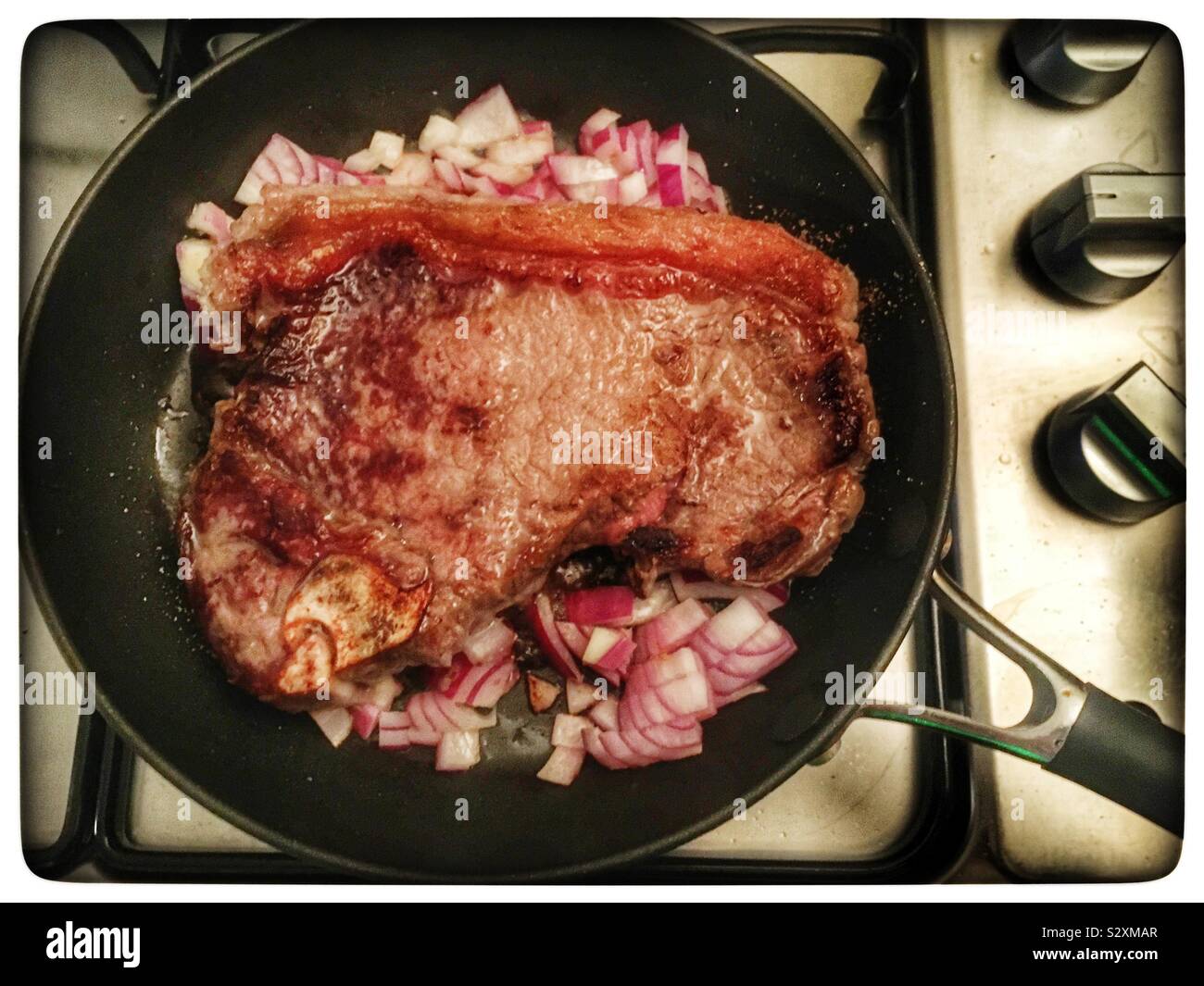 Gereift Rindersteak - Smartphone-aufgenommenes Stockfoto