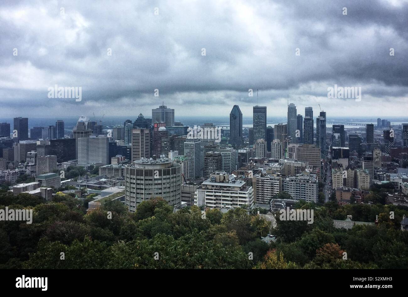 Montréal Skyline von Mount Royal Park gesehen Stockfoto