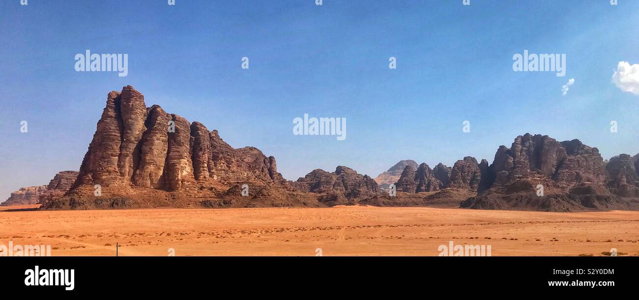 Sieben Säulen der Weisheit. Wadi Rum. Jordan. Stockfoto