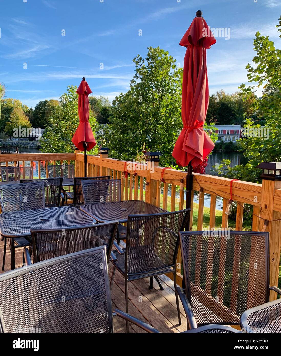 Sitzgelegenheiten im Freien, gebackene Restaurant, Shelburne Falls, Massachusetts, Vereinigte Staaten von Amerika Stockfoto