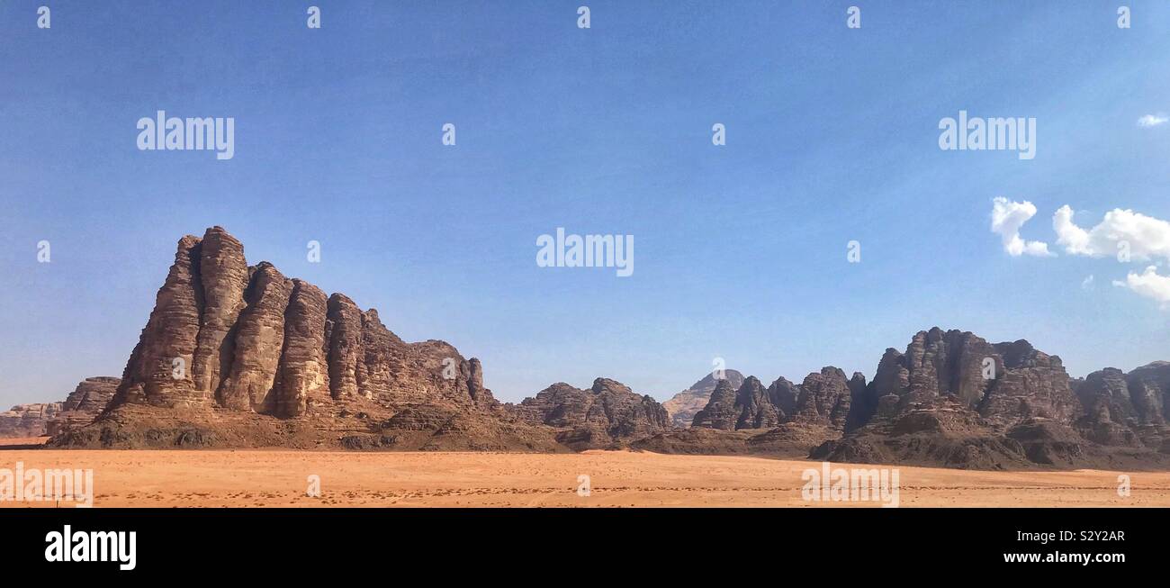 Sieben Säulen der Weisheit. Wadi Rum. Jordan. Stockfoto