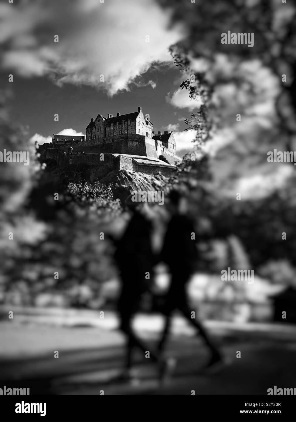 Das Edinburgh Castle selektiven Fokus - Smartphone-aufgenommenes Stockfoto