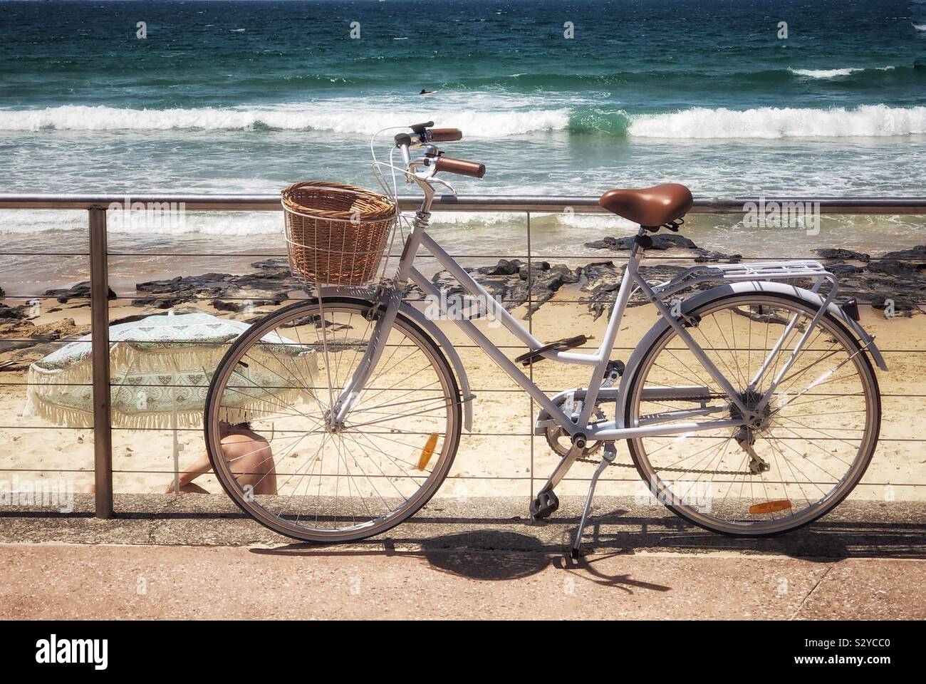 Fahrrad am Strand australischen Lebensstil Stockfoto