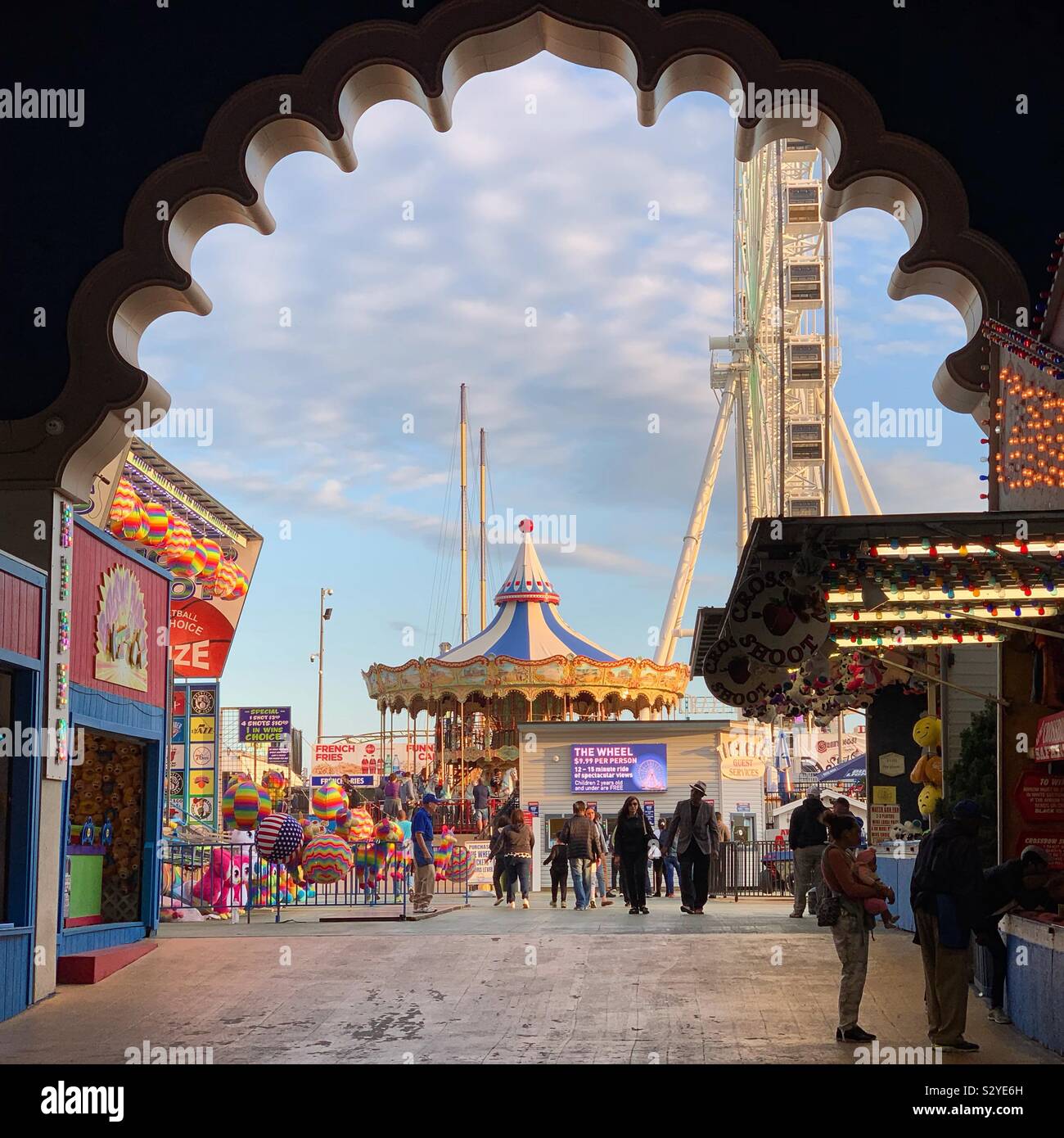 Eingang zu Steel Pier Vergnügungspark, Atlantic City Boardwalk, Atlantic City, New Jersey, United States Stockfoto