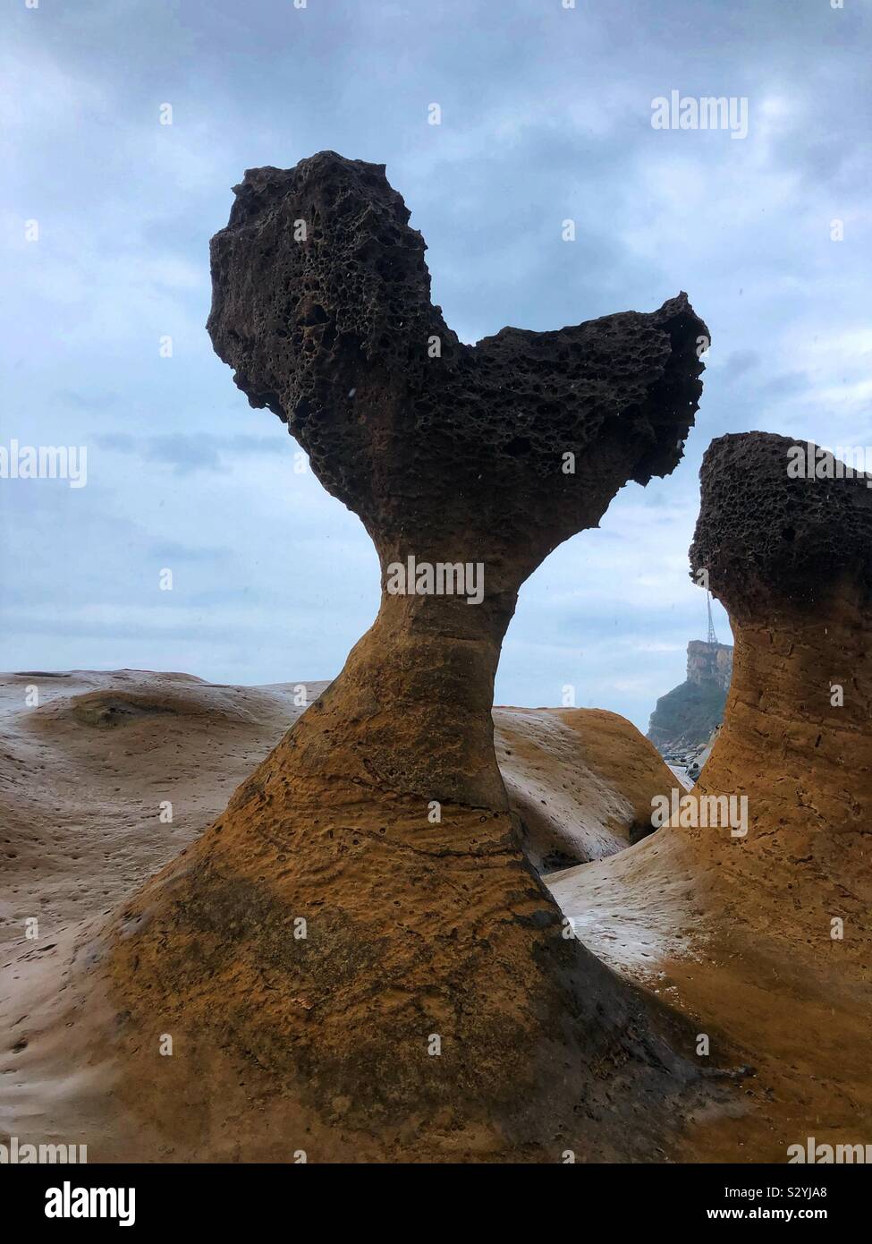 Felsformationen in einem Geo-Park in der Nähe von Taipei. Stockfoto