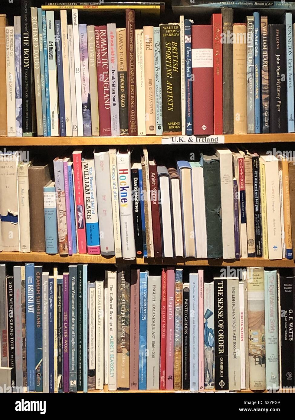 Bücher in einem Bücherregal (Großbritannien und Irland) Stockfoto