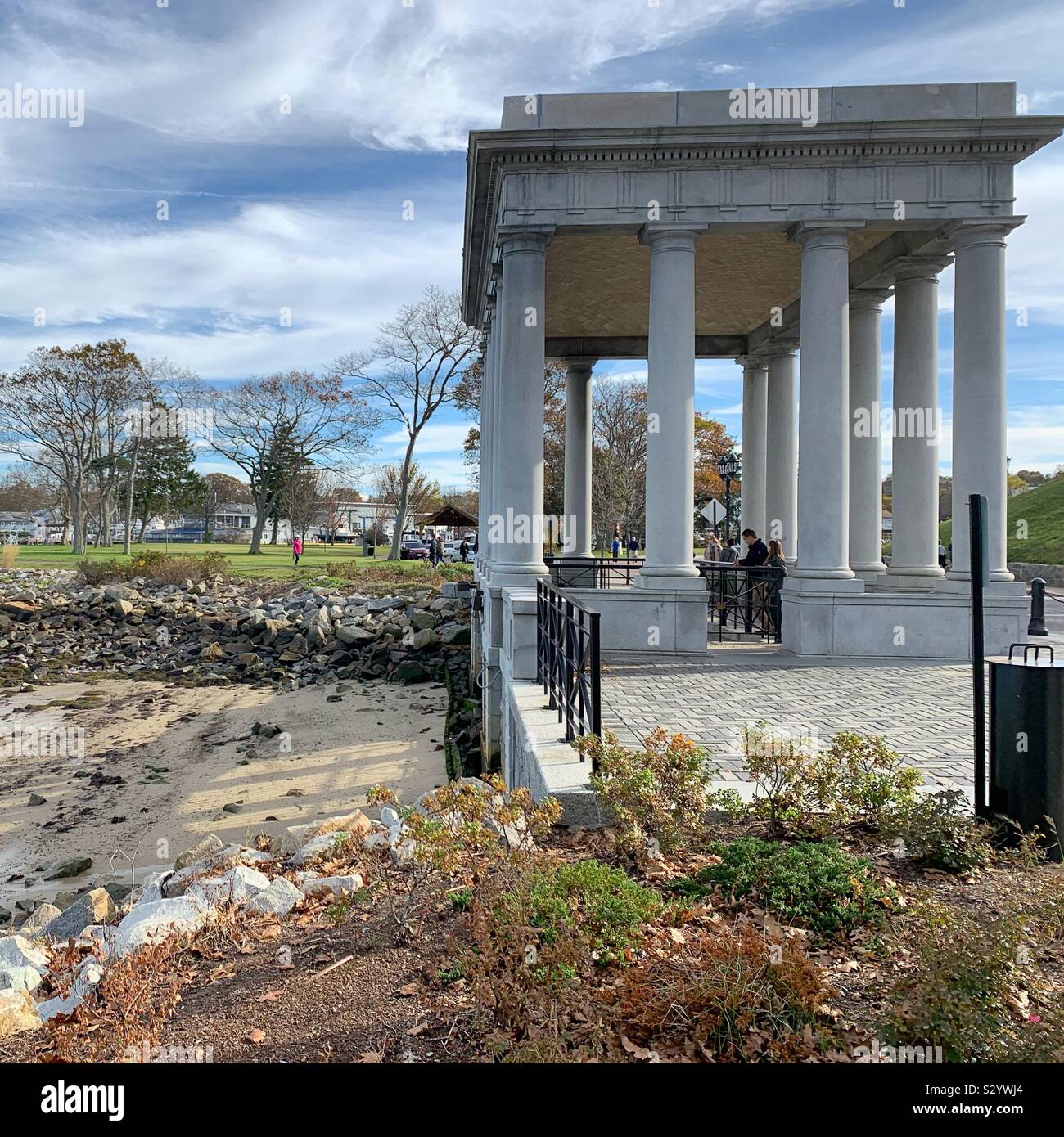 Struktur der Schutz Plymouth Rock, Pilgrim Memorial State Park, Plymouth, Massachusetts, Vereinigte Staaten von Amerika Stockfoto