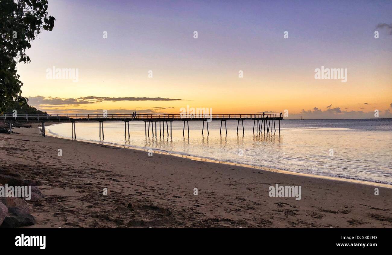 Scarness Pier Hervey Bay Sonnenuntergang Australien Lifestyle Stockfoto