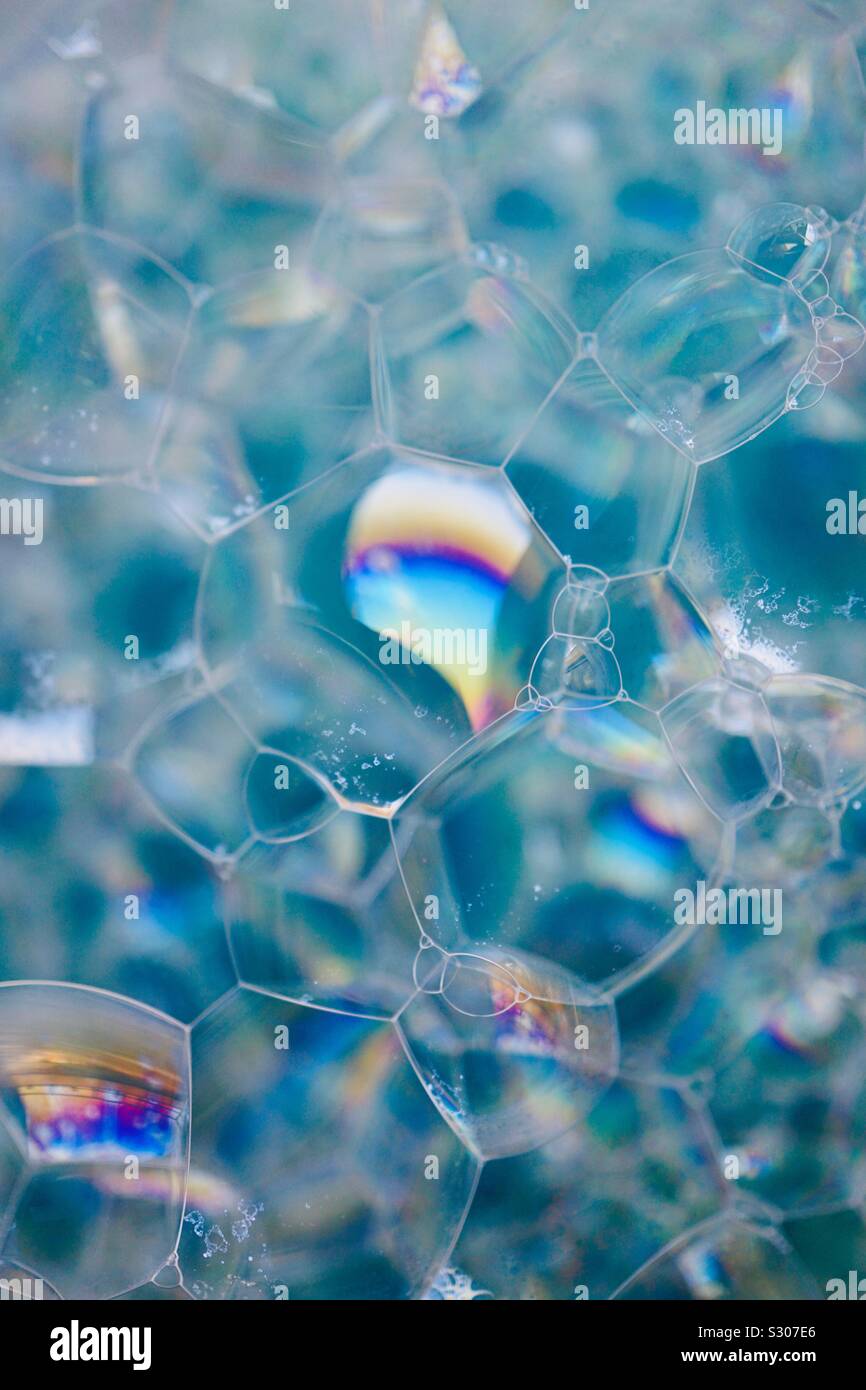Blau Seifenblasen, abstrakten Hintergrund Stockfoto