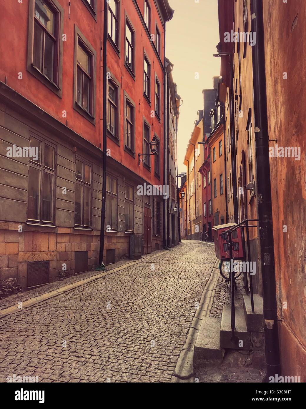 Verlassenen Stadt Straße in der Altstadt von Stockholm, Schweden Stockfoto