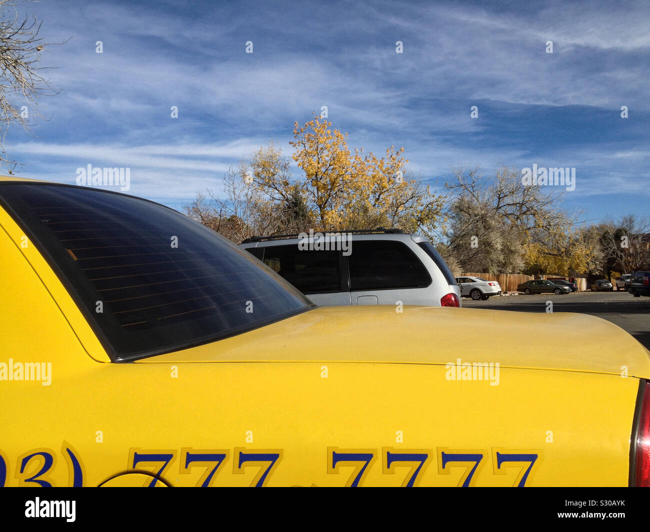 Gelbe Taxi, sieben 7 s, Aurora, Colorado, USA. 2013. Stockfoto