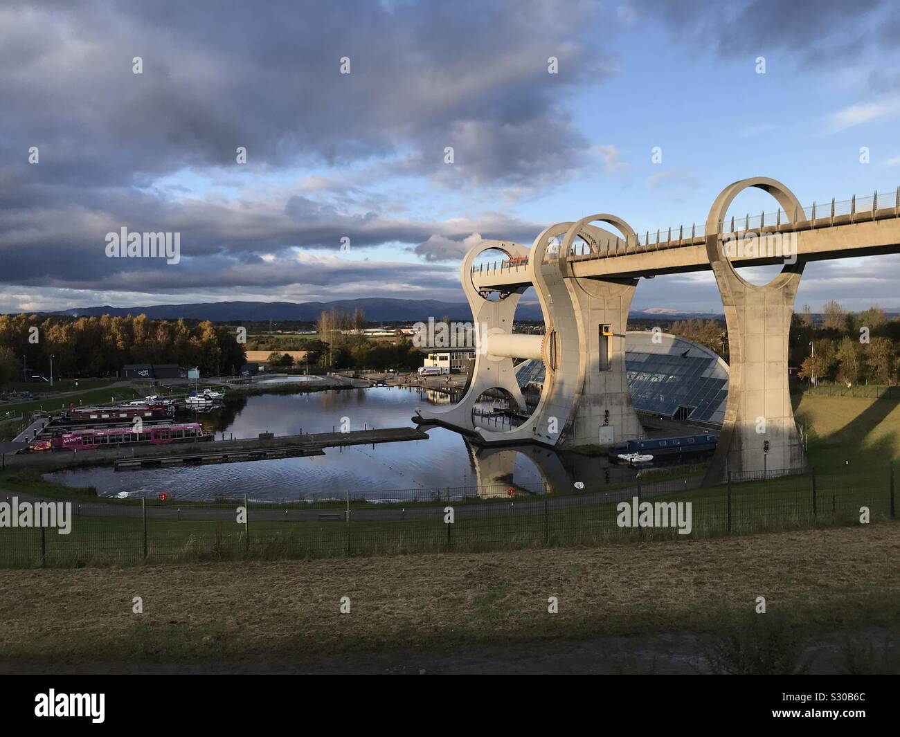 Falkirk Wheel Sonnenuntergang Stockfoto