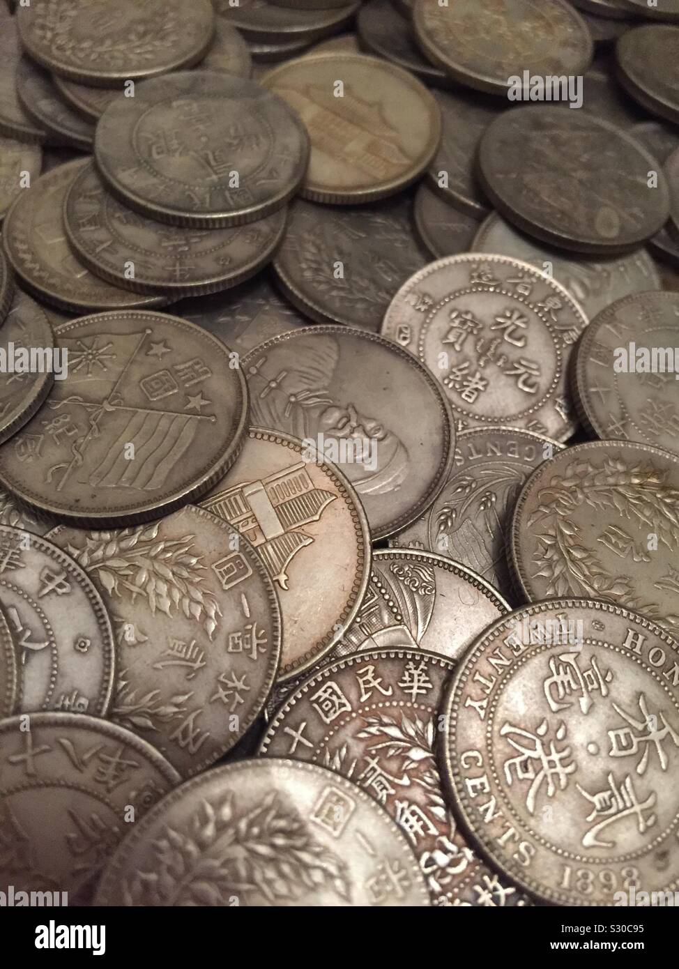 Chinesische cash Münzen Nahaufnahme Stockfoto